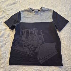 Hanna Andersson boys size 140 or 10 navy & gray short sleeve shirt VGUC
